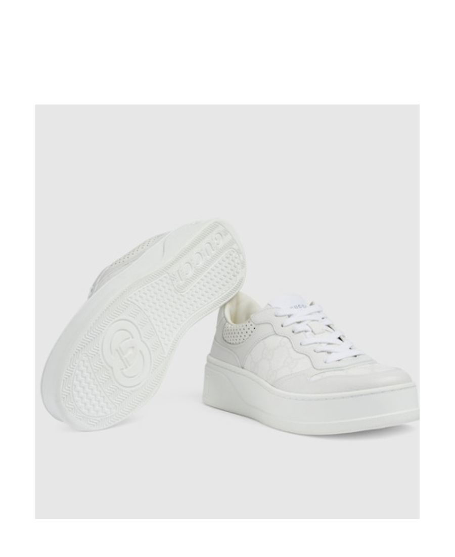 Gucci Gg Fabric And Leather Sneakers In White