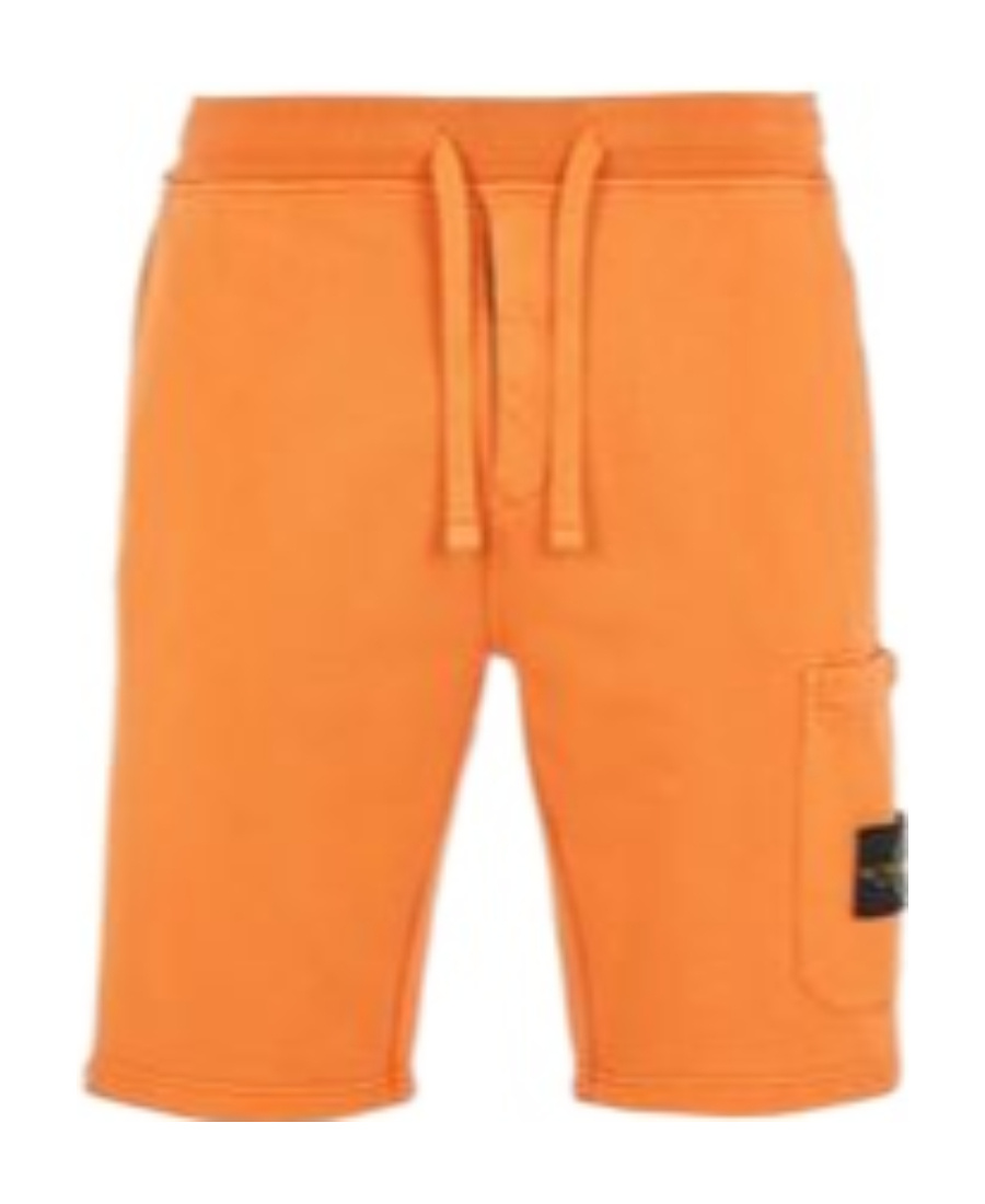 Stone Island Compass-motif Cotton Shorts In Orange