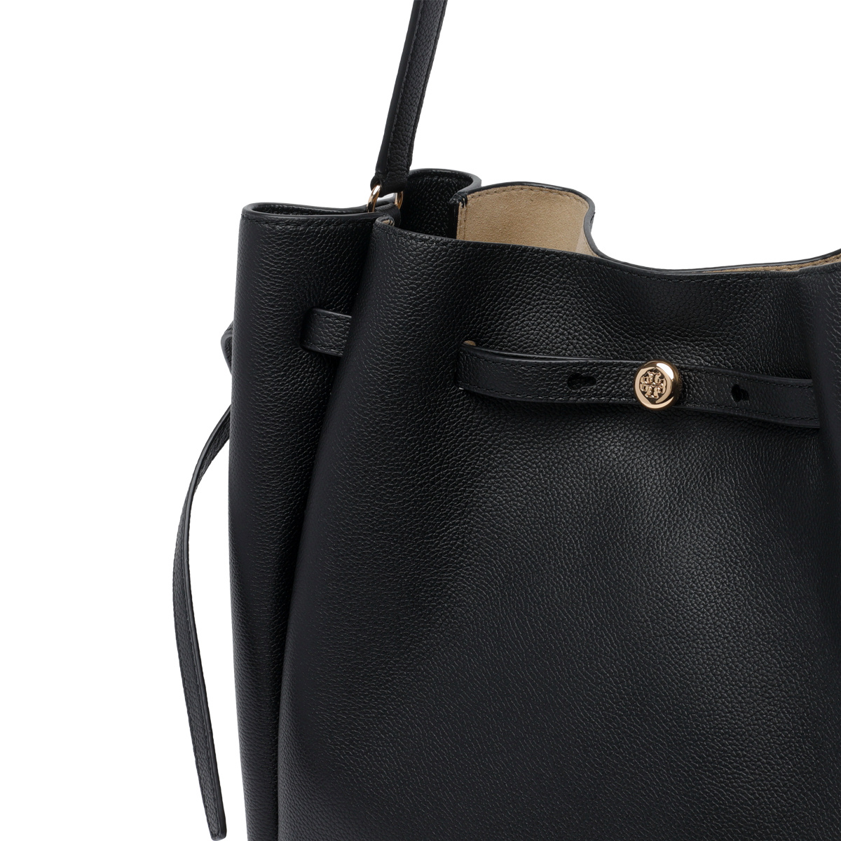 Tory Burch Large Romy Pebble Leather Bucket Bag In Black