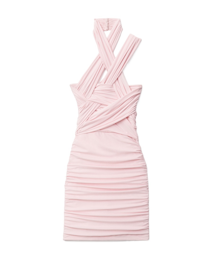 Alexander Wang Halterneck Asymmetric Mini Dress In Pink