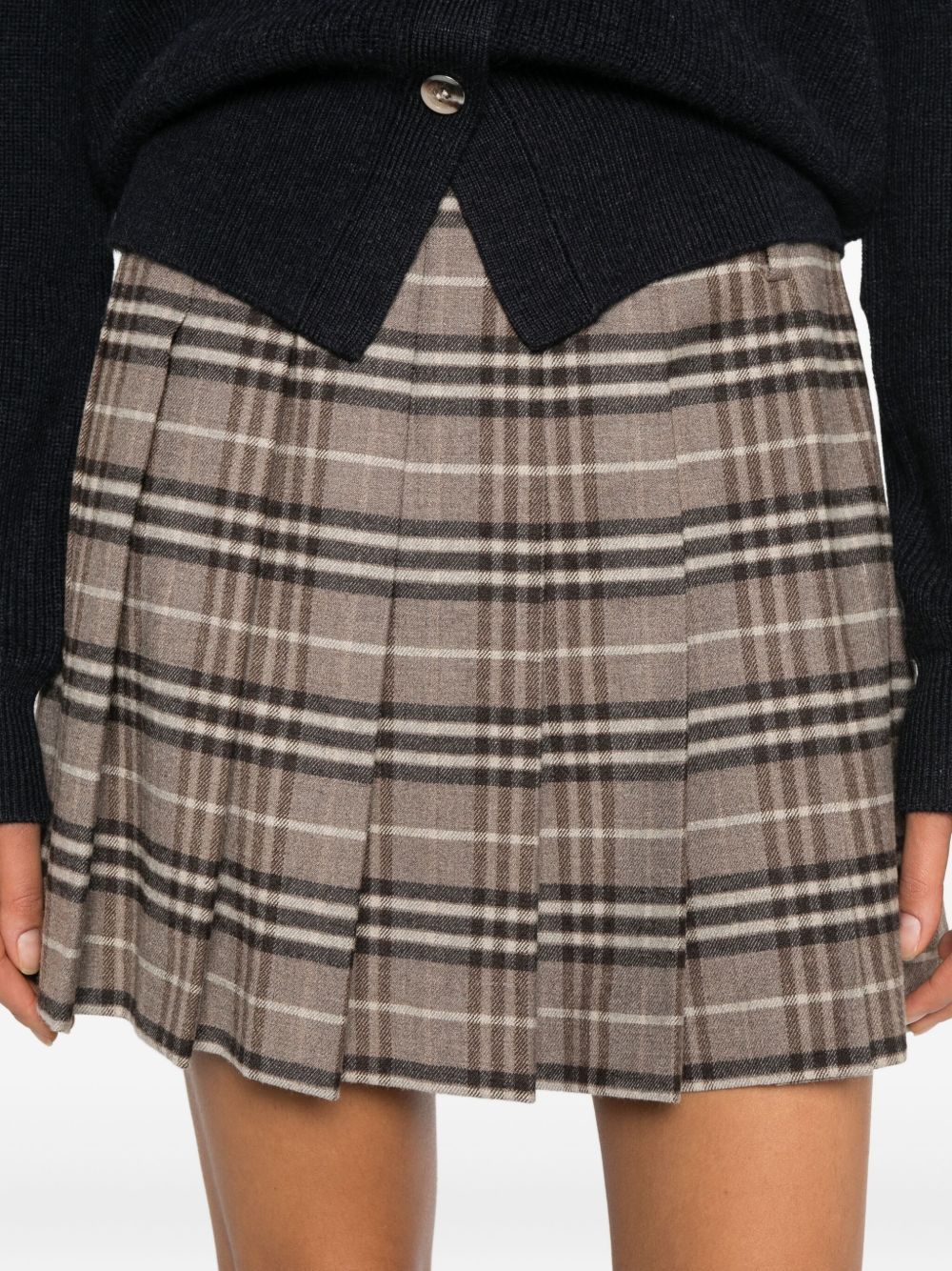 Seventy Plaid Pleated Mini Skirt In Brown