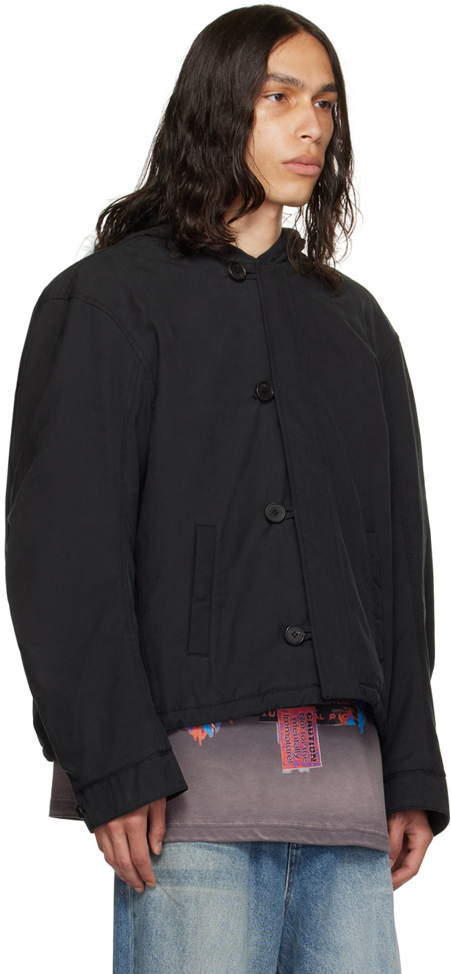 We11 Done Hooded Long-sleeved Casual Jacket In Black
