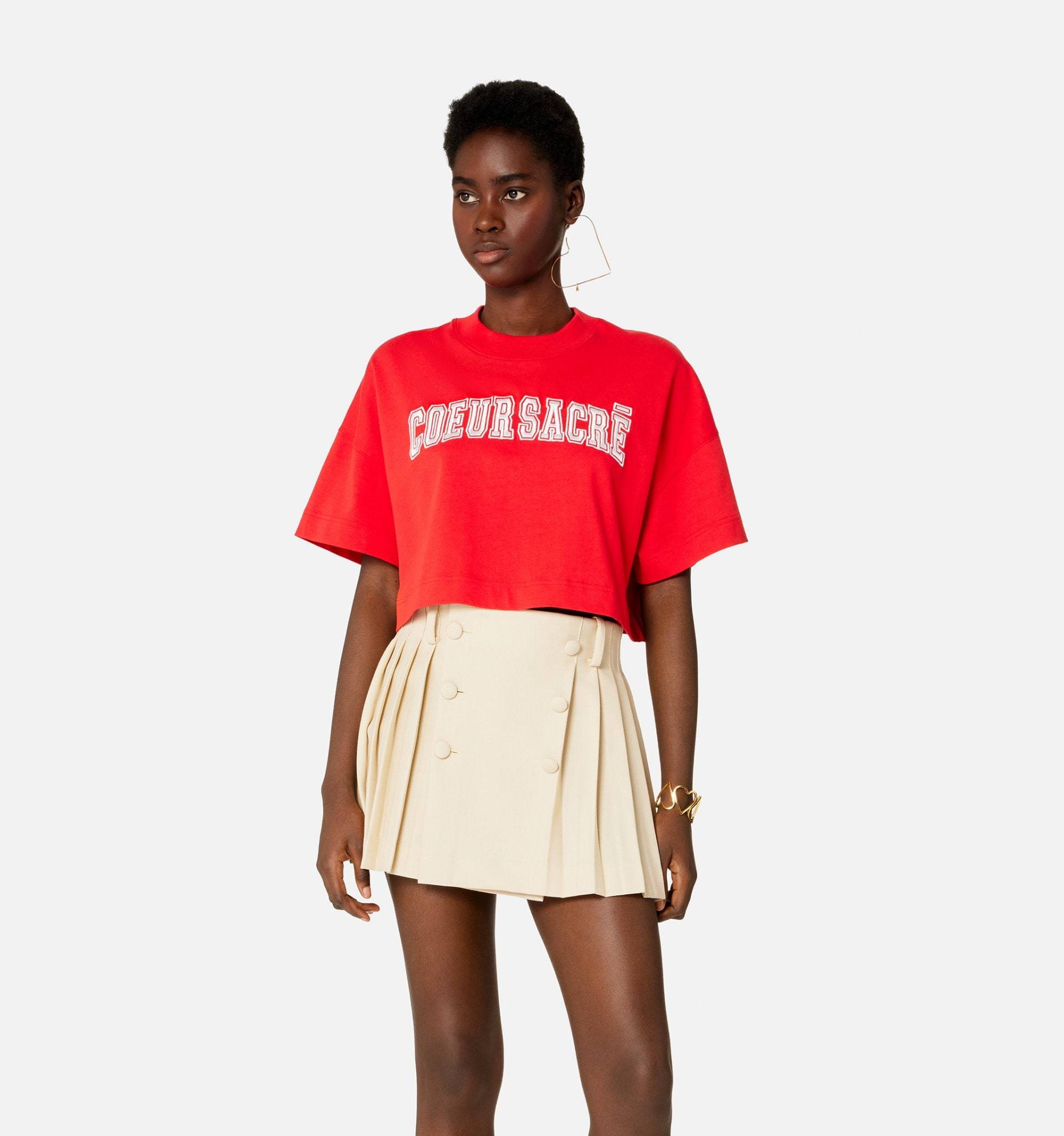 Ami Alexandre Mattiussi Couer Sacré Cropped T-shirt In Red