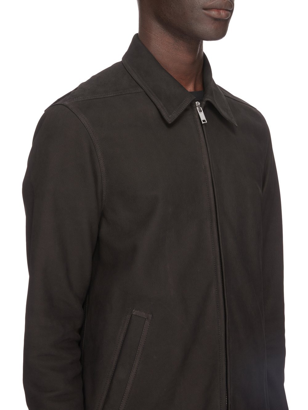 Rick Owens Brad Zipped Suede Jacket In Black