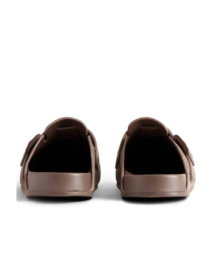 Balenciaga Sunday Suede Buckle Easy Mules In Brown