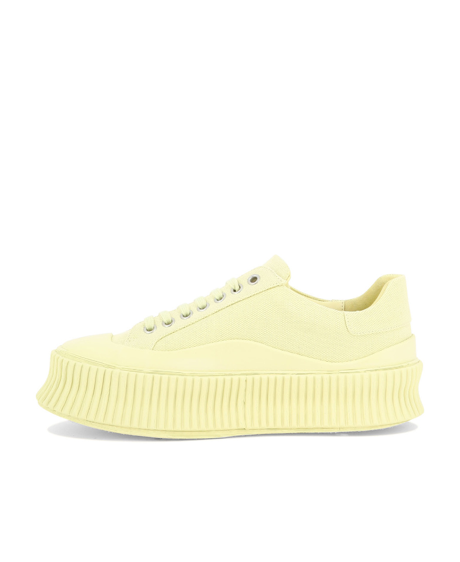 Jil Sander White Leather Platform Sneakers In Yellow