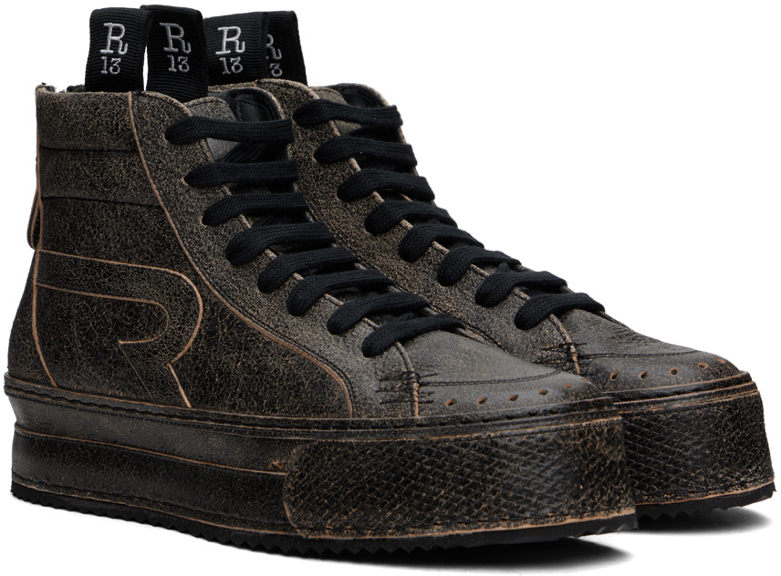 R13 Black Rogue Distressed Sneakers