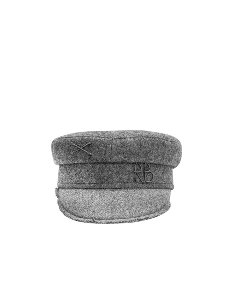Ruslan Baginskiy Structured Grey Baker Boy Hat With Embellished Emblem In Gray