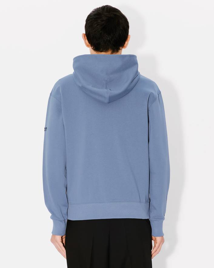 Kenzo Lucky Tiger Embroidery Zipper Hoodie In Blue