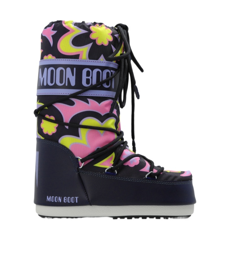 Moon Boot Girls Icon Flower Boots In Black