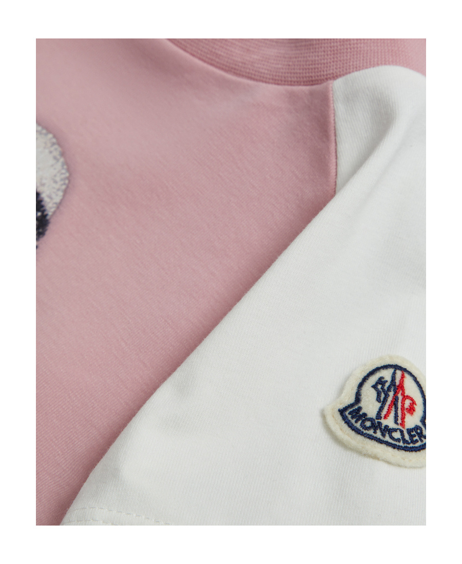 Moncler Cartoon-print Raglan-sleeve T-shirt In Pink