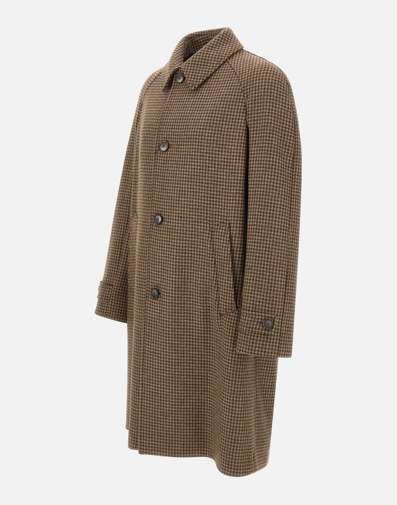 Herno Coat In Houndstooth Melton In Brown