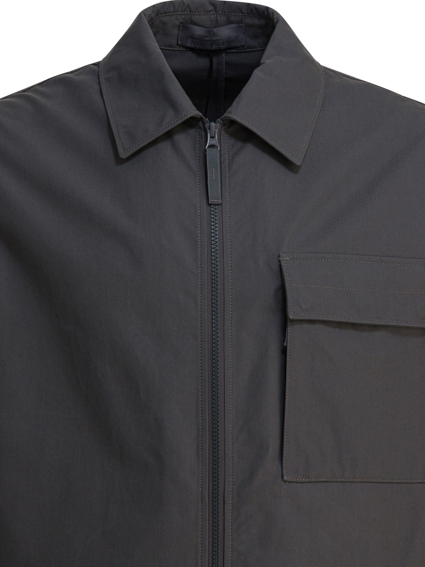 Stone Island Long-sleeved Shirt Jacket In Gray