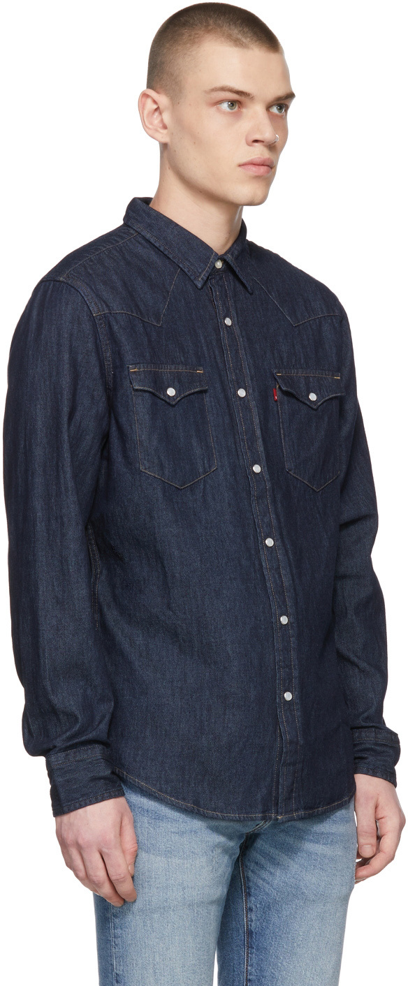 Levi's Logo Lapel Denim Coat In Black