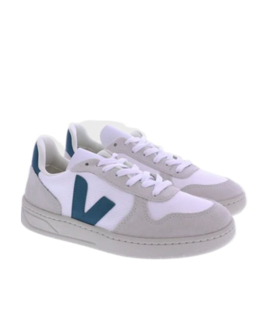 Veja V-10 B-mesh Leather Sneakers In Gray