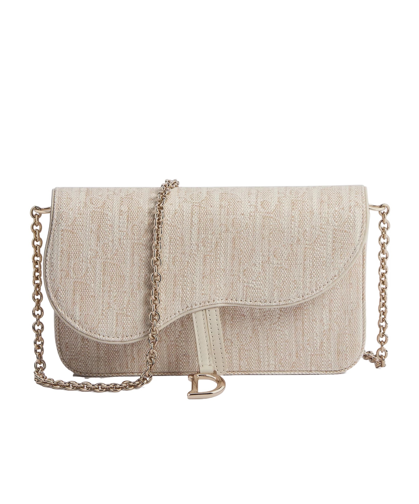 Dior Medium Saddle Pouch With Chain In Neutral