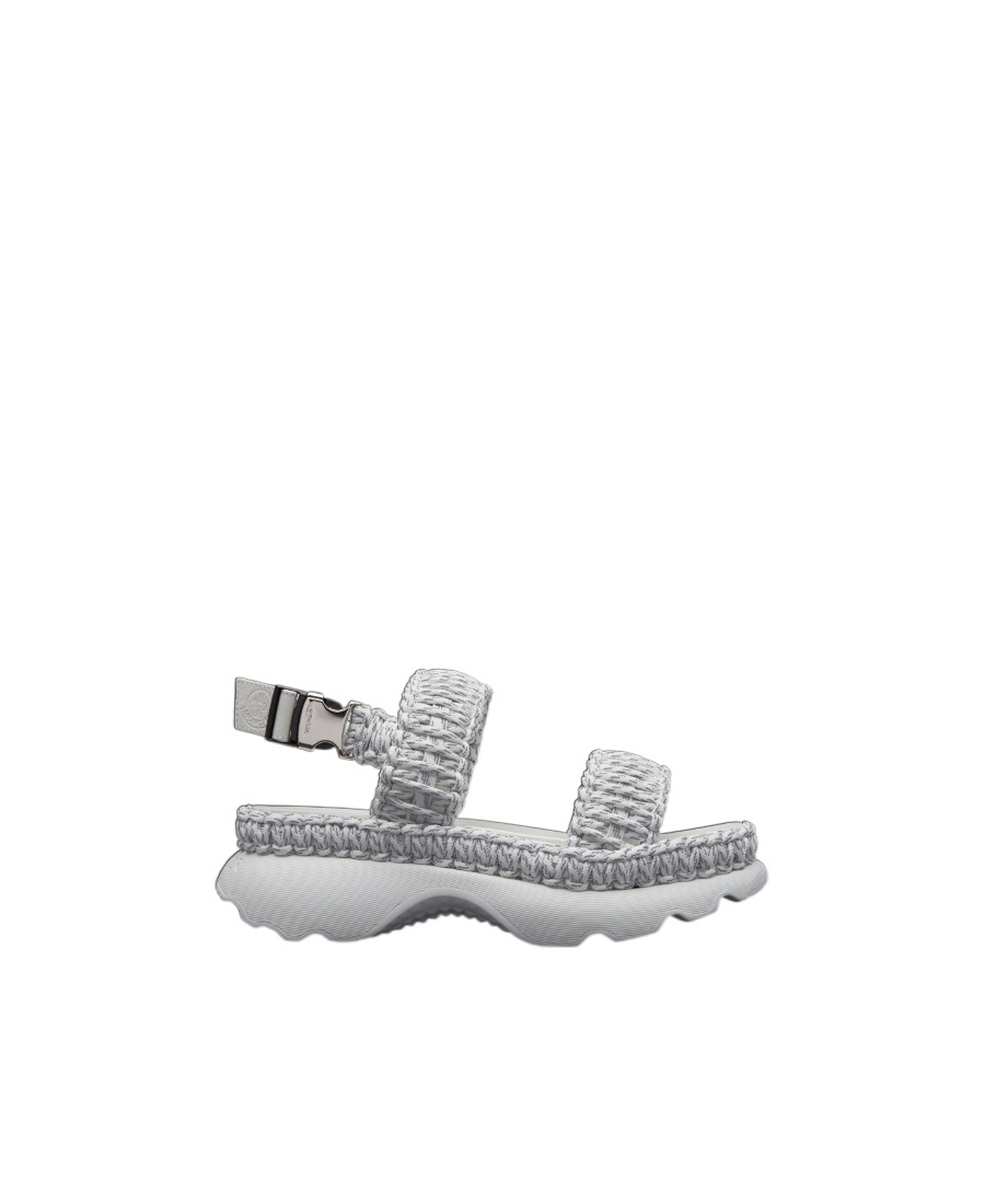 Shop Moncler Belay Woven Sandals In White