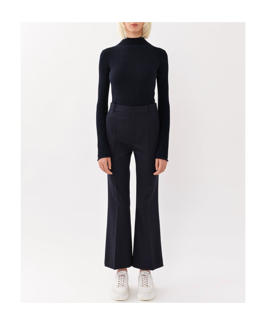 Chloé Micro Wool Trousers In Black
