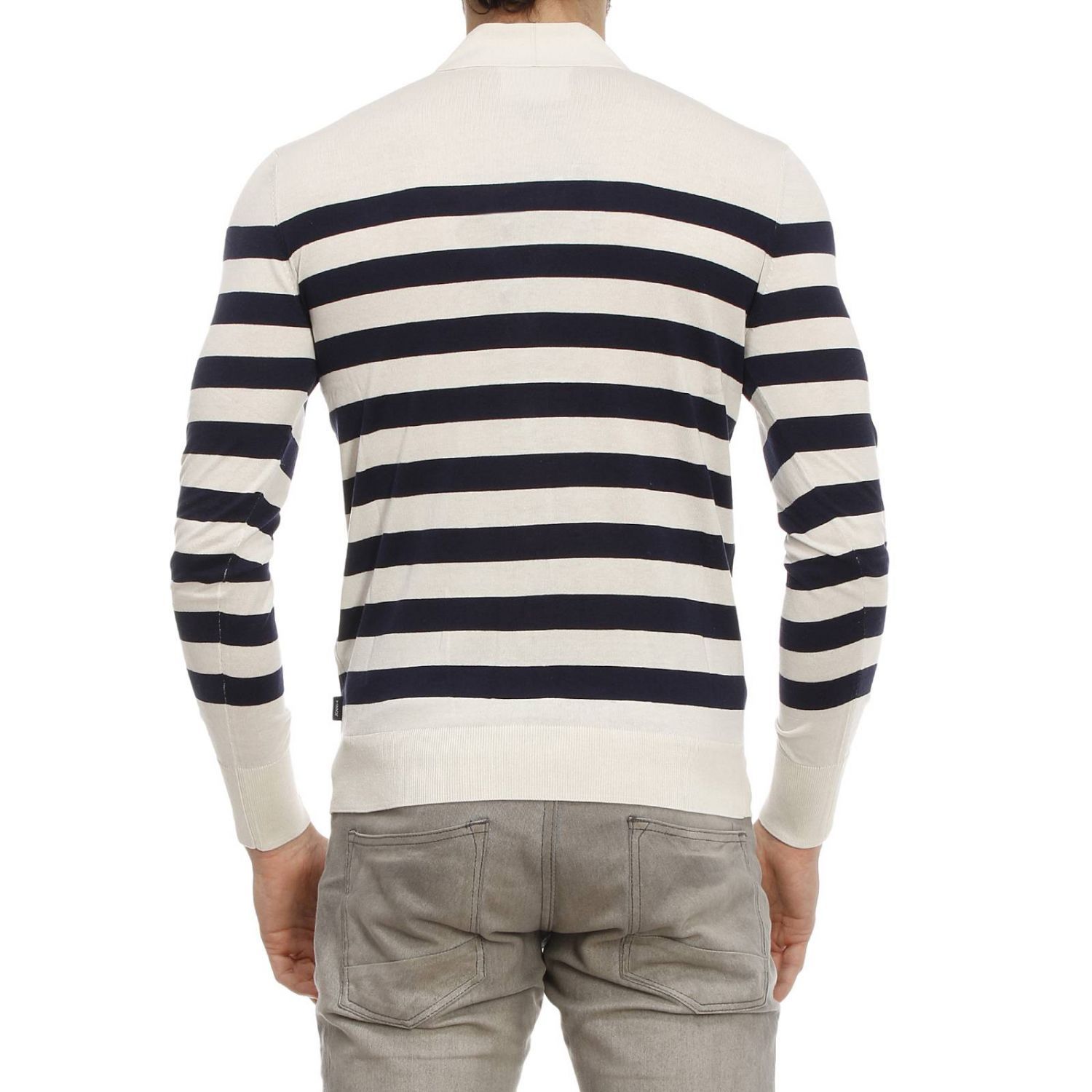 ARMANI JEANS STRIPED KNITTED CARDIGAN