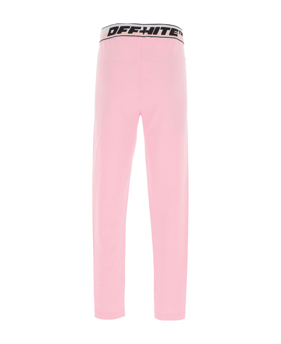 Off-white Logo-waistband Cotton Leggings In Pink