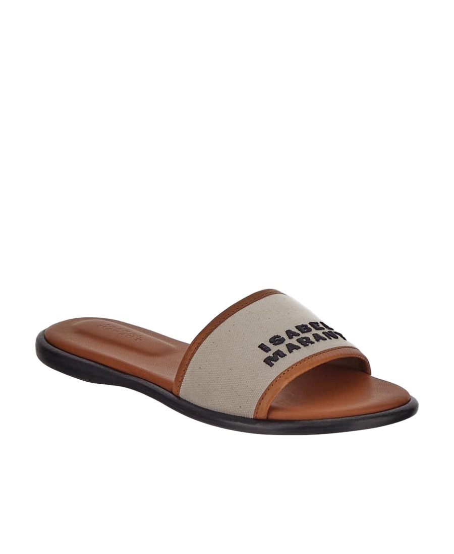 Isabel Marant Vikee Leather-trimmed Canvas Sandals In Brown