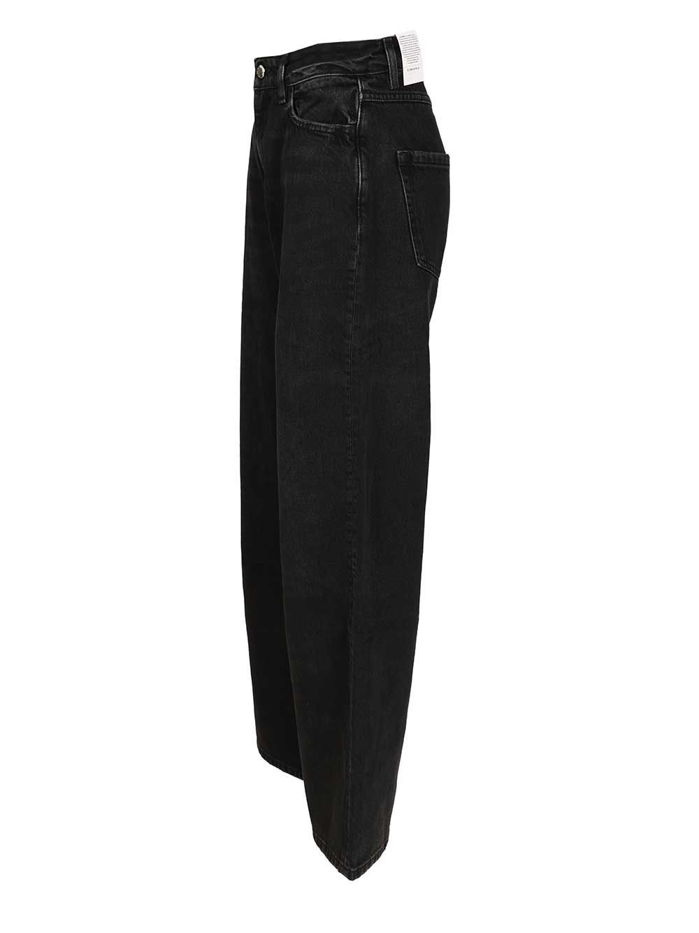 Icon Denim Debby Black Jeans With Wide Leg And Logo Patch On The Rear In Denim Woman In Black