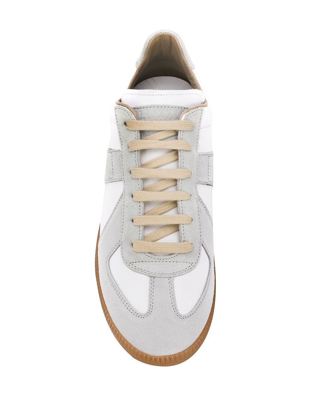 Maison Margiela Off White Leather And Grey Suede Replica Sneakers In White