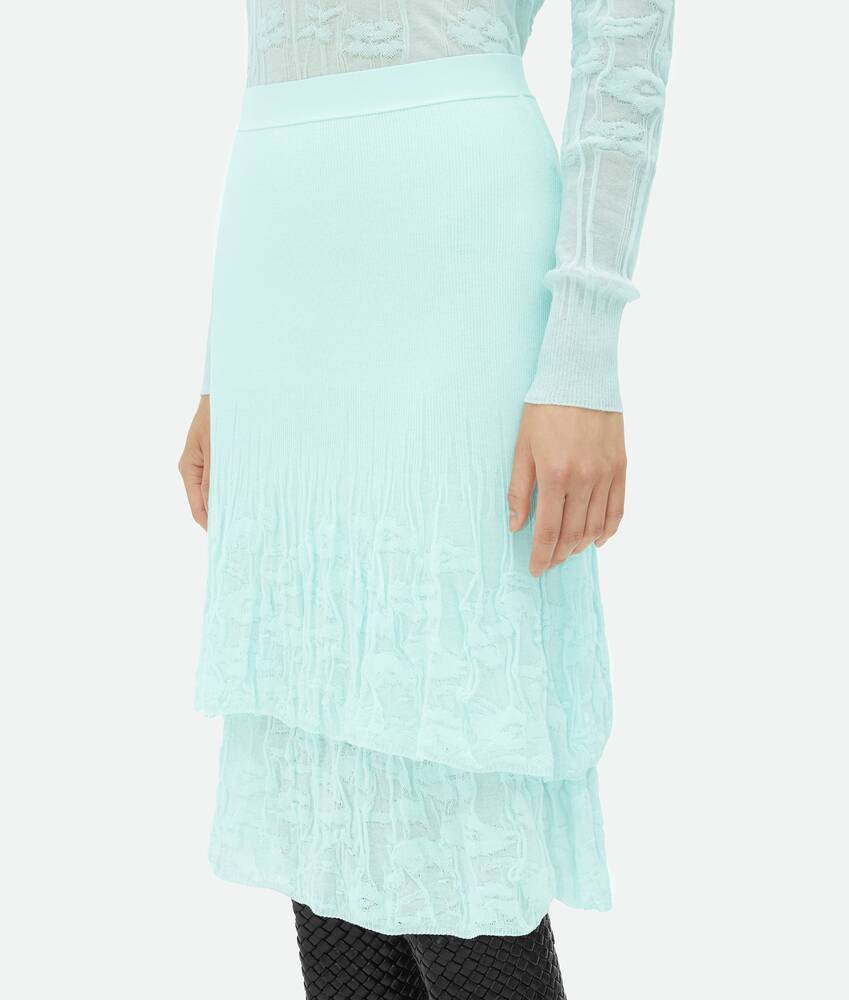 Bottega Veneta Double-layer Knitted Skirt In Blue
