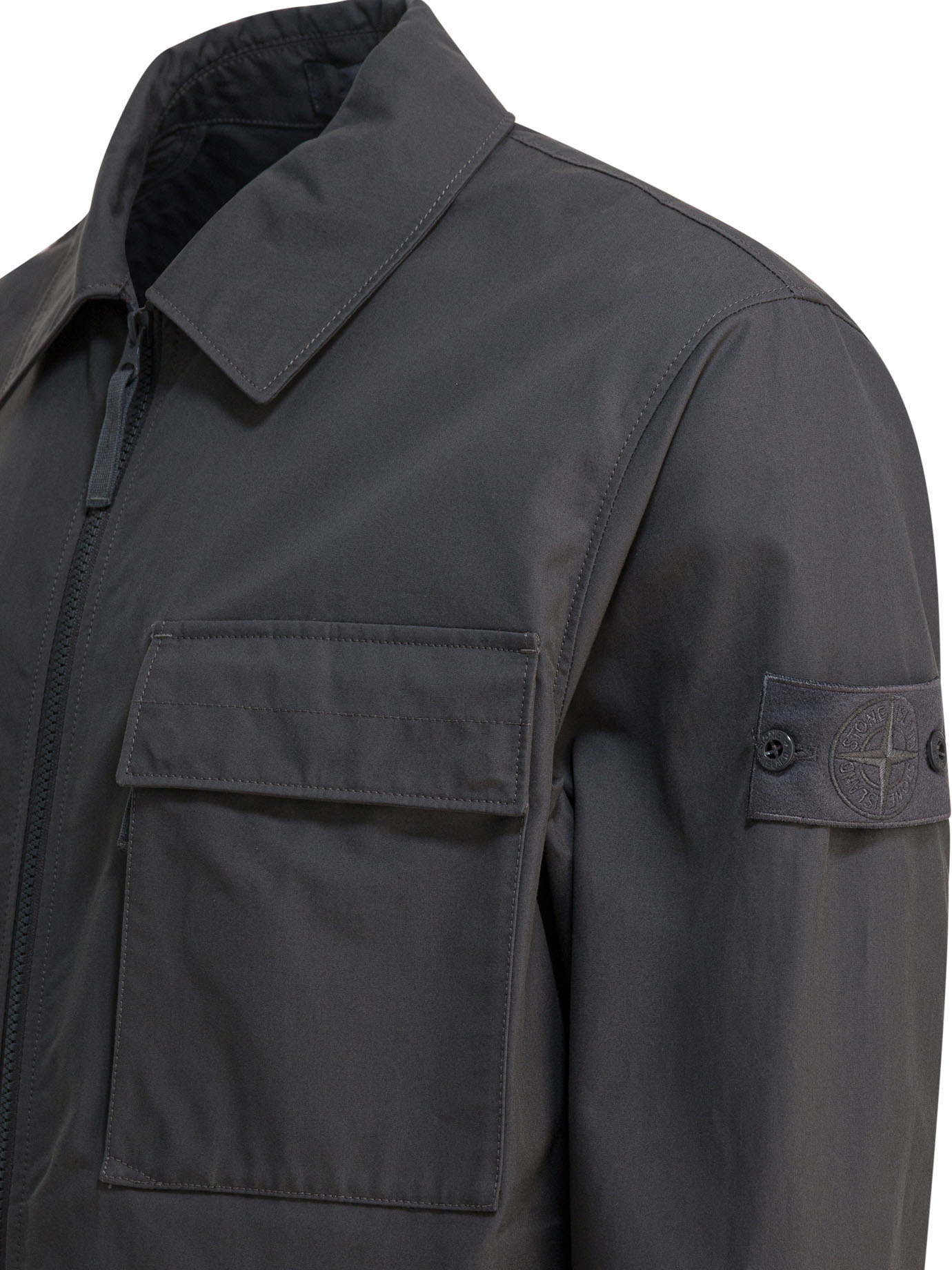Stone Island Long-sleeved Shirt Jacket In Gray