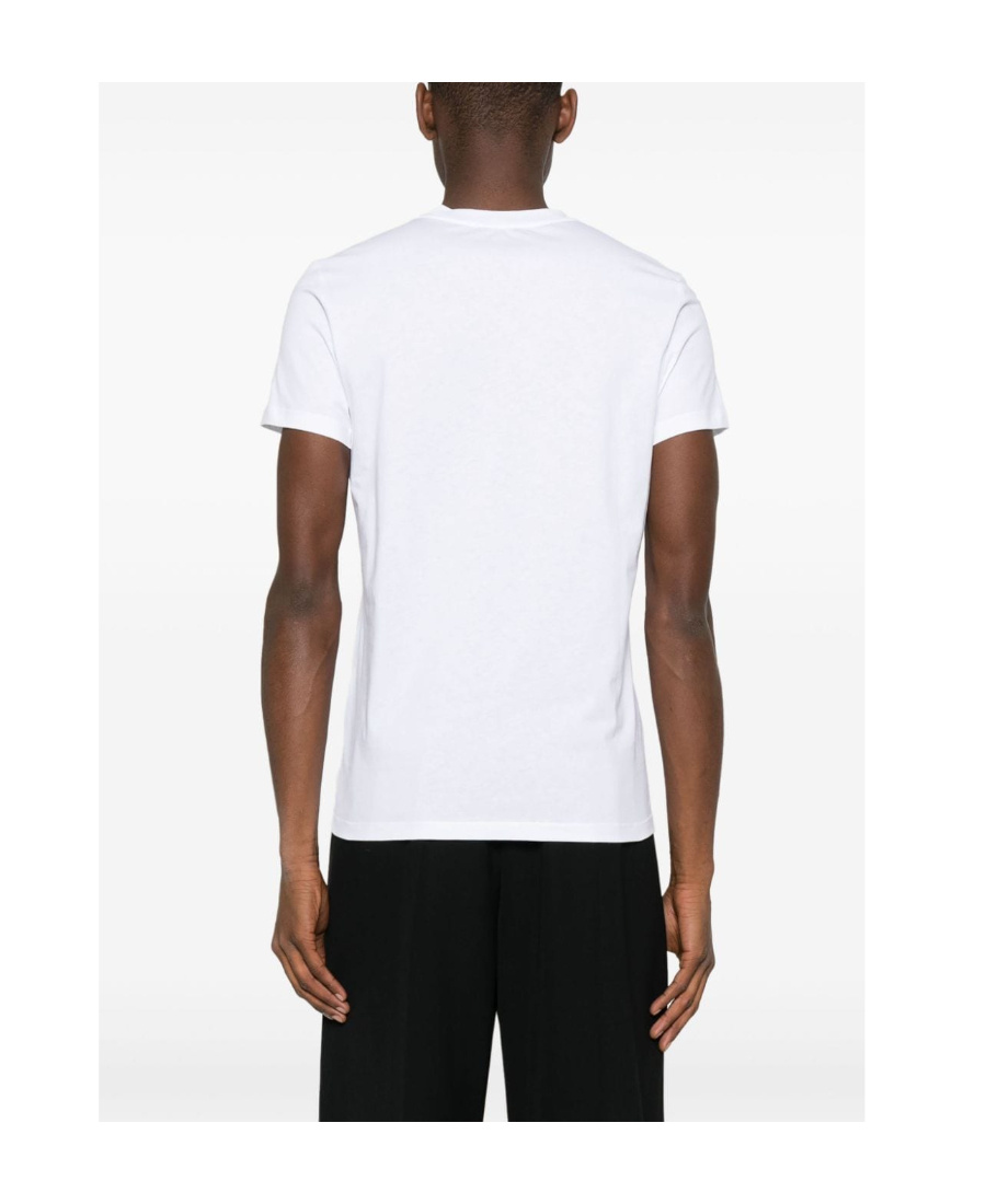 Balmain White Crewneck T-shirt With Logo Lettering Embroidery In White