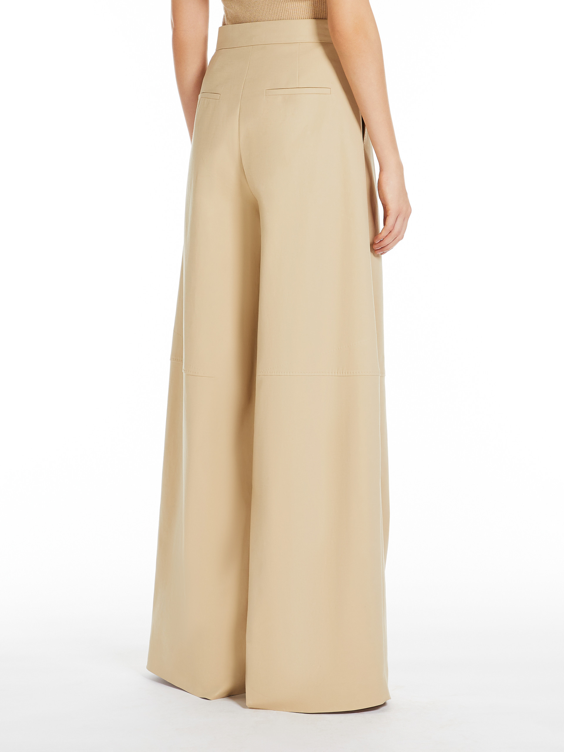 Max Mara Avoriaz Cotton Double Canvas Wide Pants In Nude