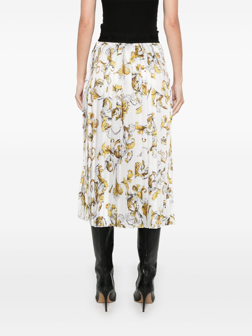 Shop Versace Jeans Barocco-print Midi Skirt In White
