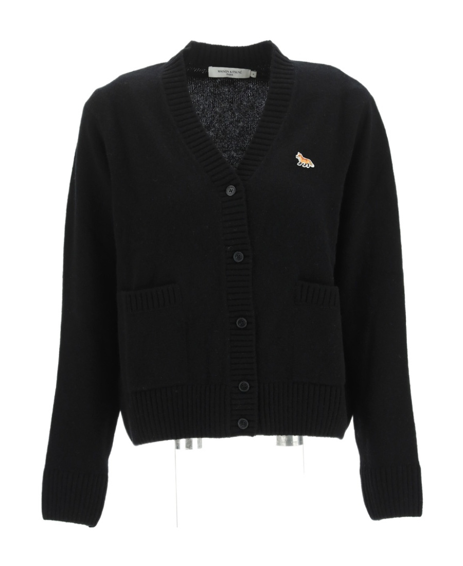 MAISON KITSUNÉ LOGO-PATCH V-NECK CARDIGAN 