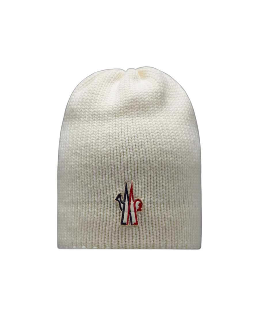 Moncler Logo Wool Hat In White