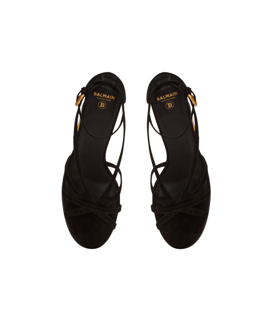 BALMAIN CAM SUEDE PLATFORM SANDALS