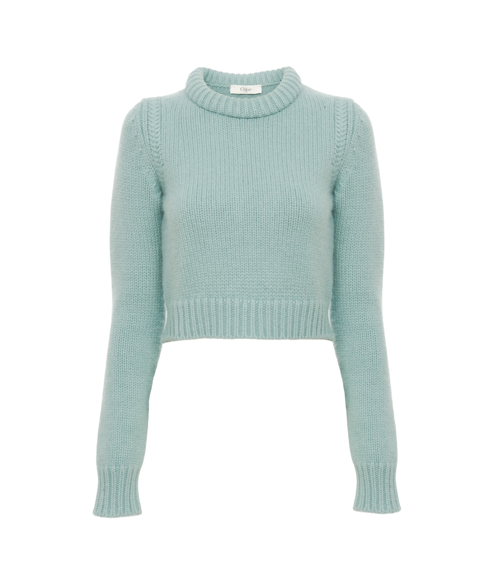 Shop Chloé Long-sleeved Wool Sweater In Green