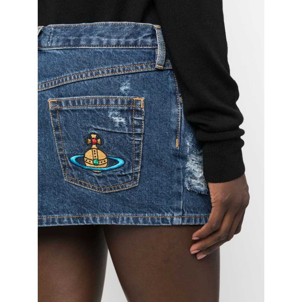 Vivienne Westwood Mini Logo-embroidered Jeans Skirt In Blue