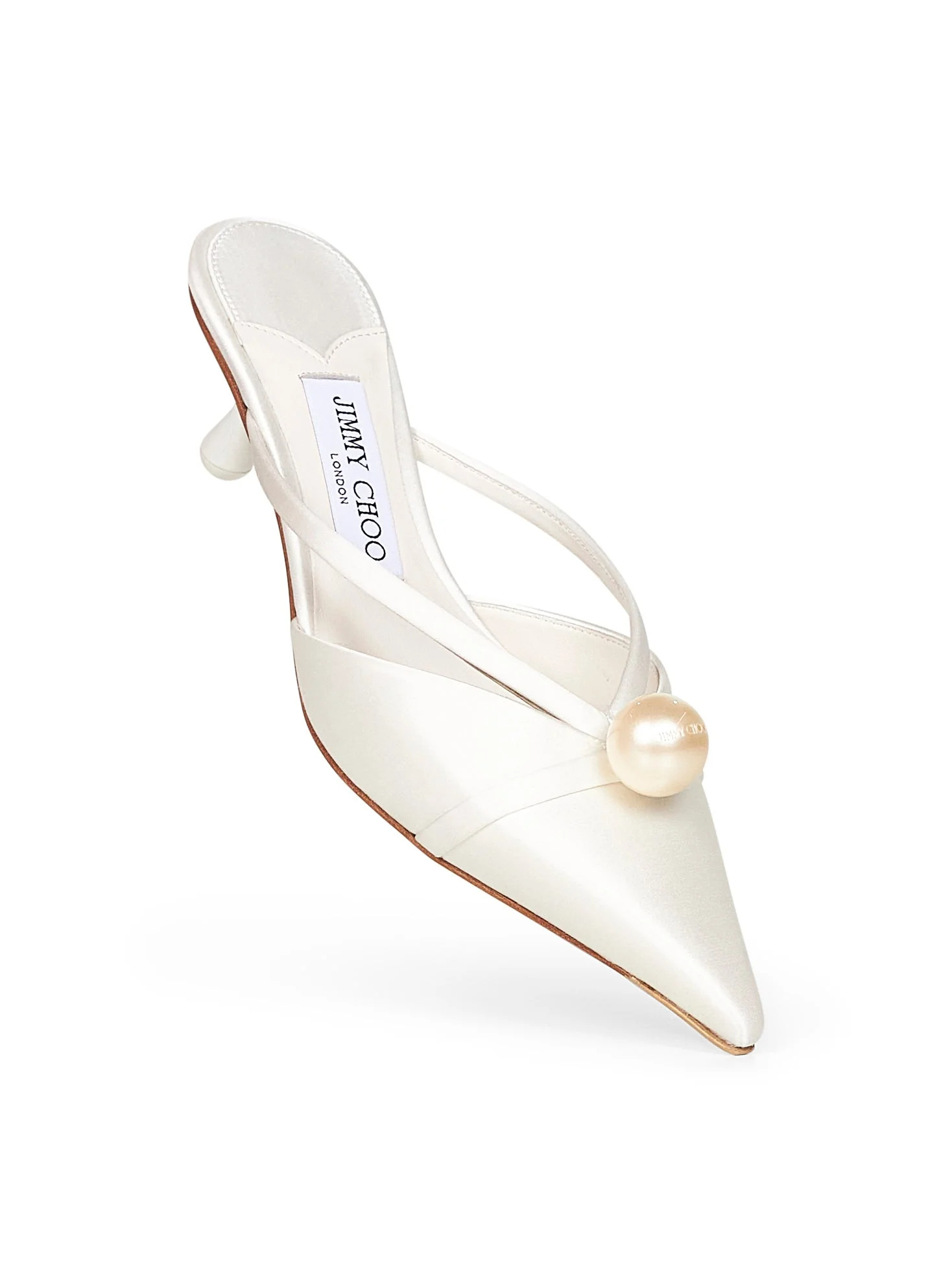 Jimmy Choo 50mm Pearl-embellished Pointed-toe Mules In Neutral