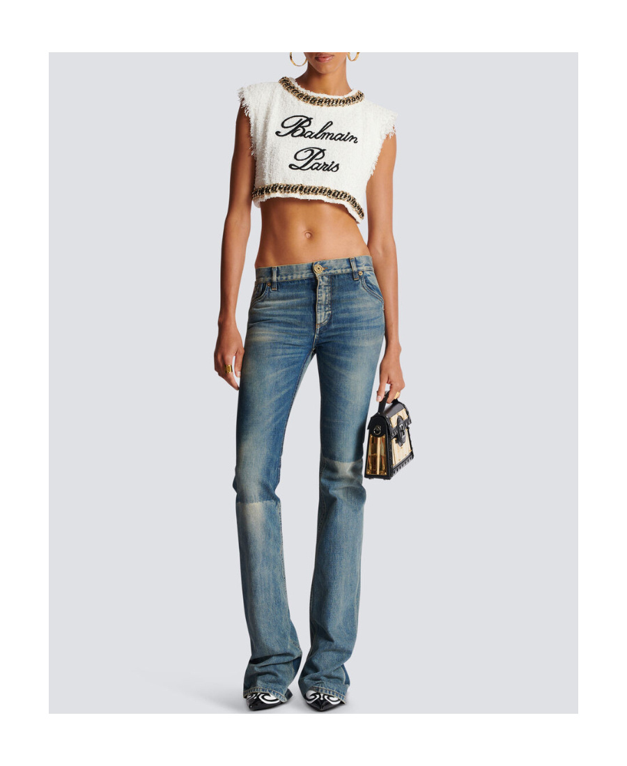 Balmain Western Low-rise Bootcut Jeans In Blue
