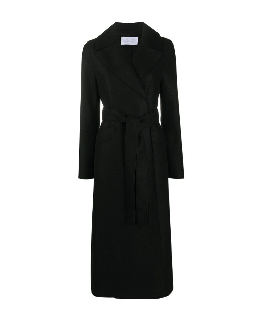 Shop Harris Wharf London Wrap-around Virgin Wool Coat In Black