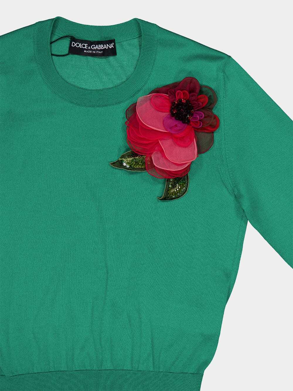 Dolce & Gabbana Luxurious Silk Blend Sweater In Rich V0402 Color In Green