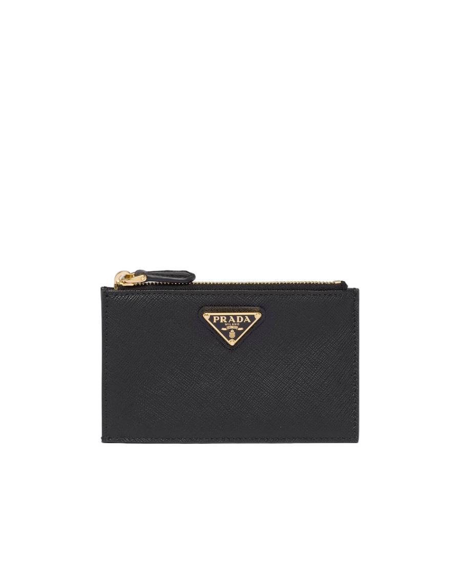 Prada Womens Black Brand-plaque Small Saffiano Leather Wallet In Black