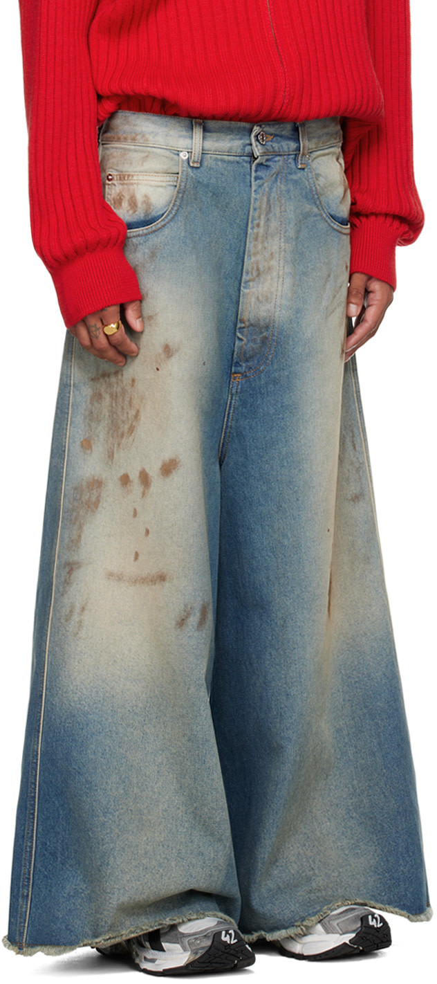Lu'u Dan Blue Wide Cropped Jeans In Gray