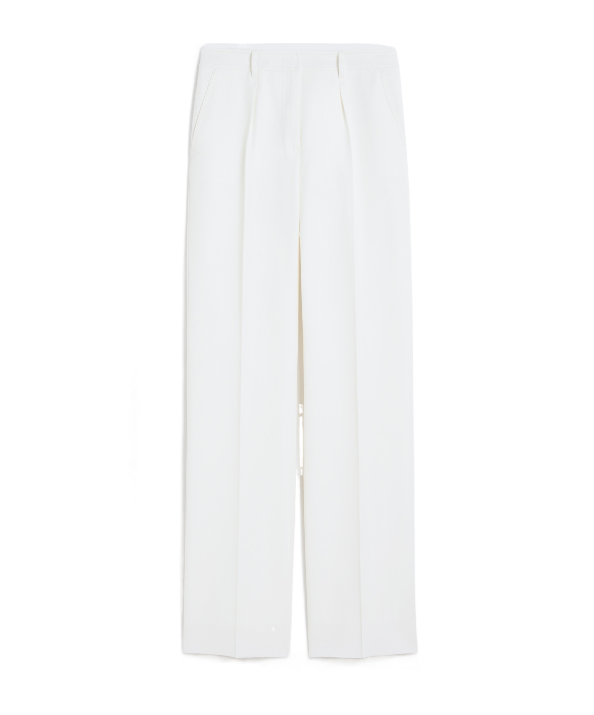 Max Mara Straight Gabardine Wool Trousers In White