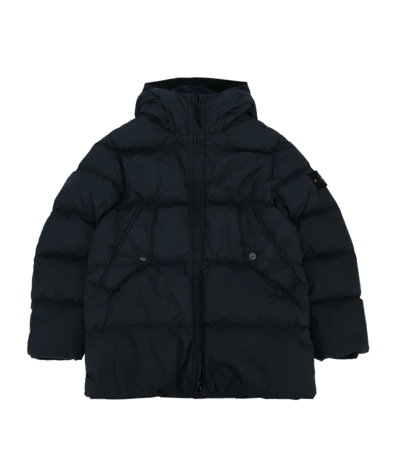 Stone Island Long-sleeved Down Jacket In Black