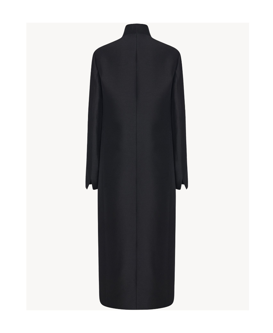 The Row Long-sleeved Trench Coat With Vertical Collar In Black
