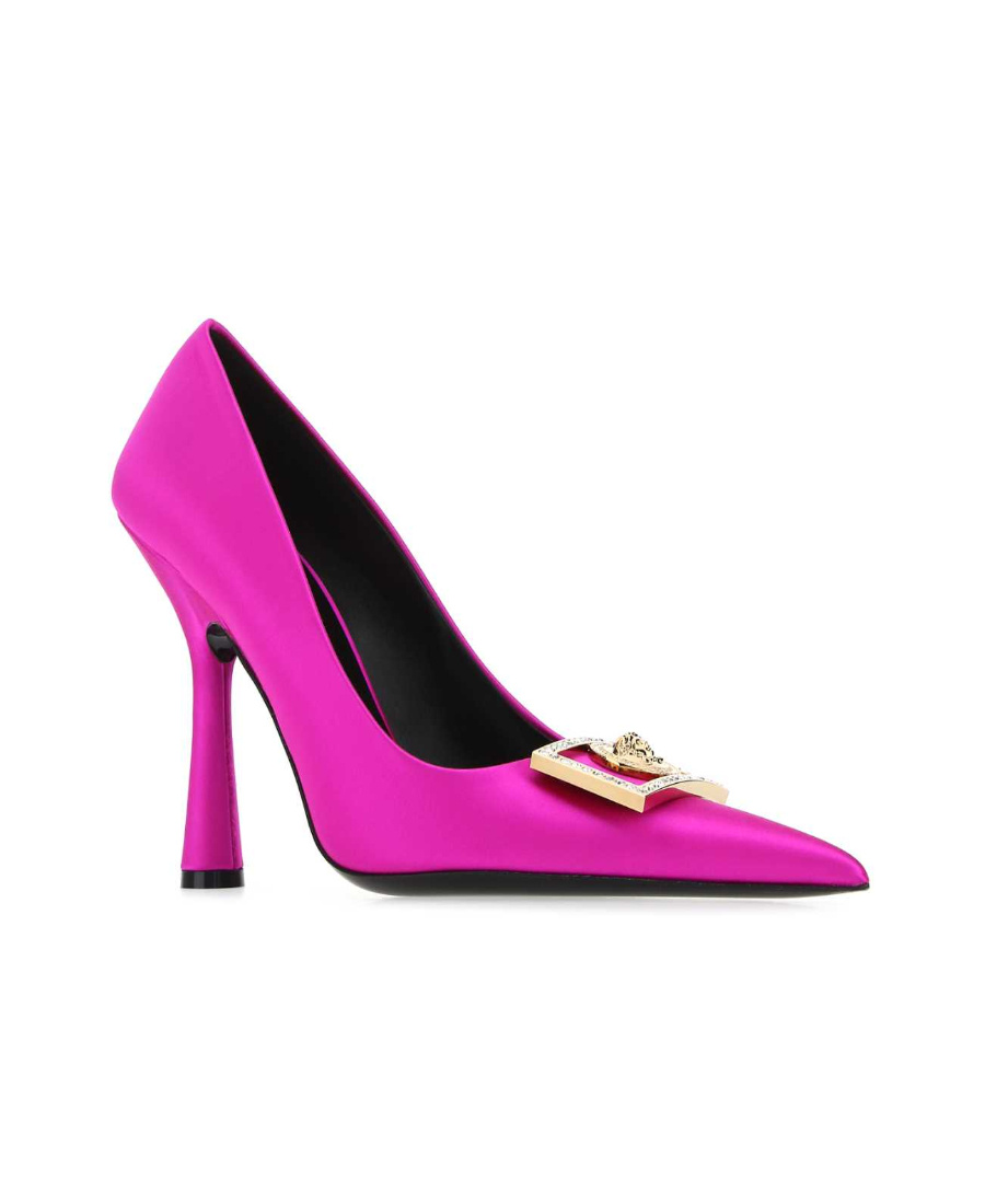 Versace Pink Medusa Crystal Pumps In Pink