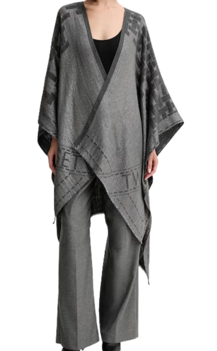Twinset Tassel Cape In Gray