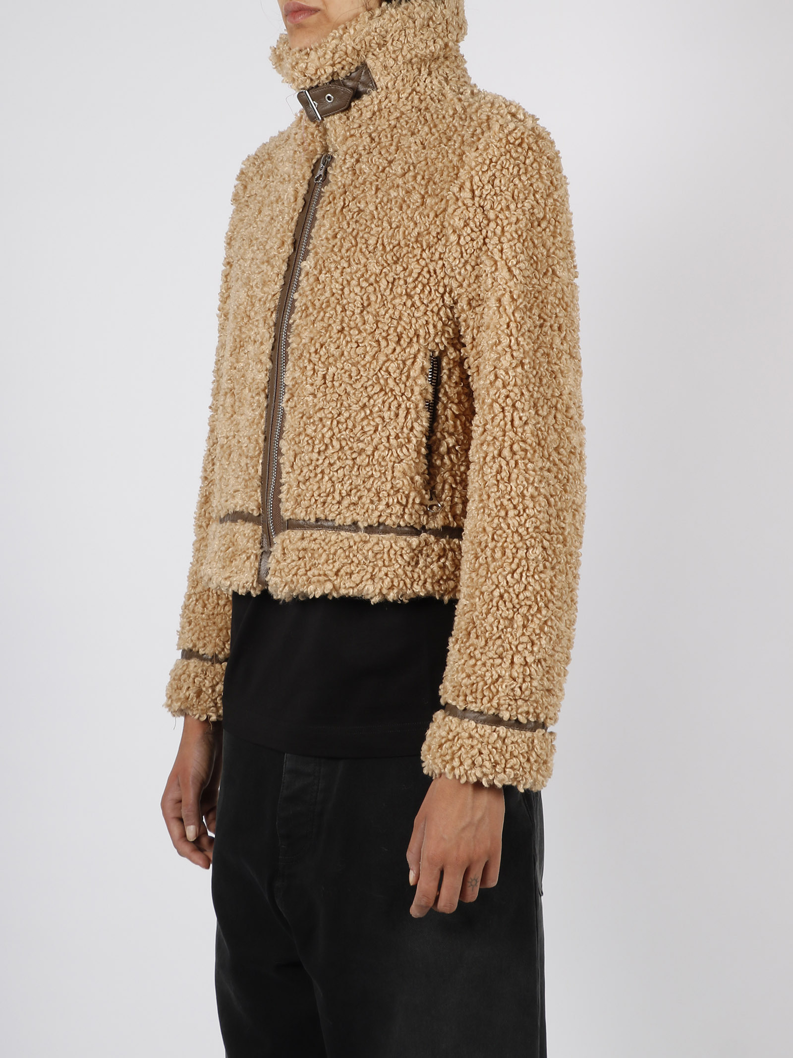 STAND STUDIO ZIP-UP FAUX-SHEARLING JACKET