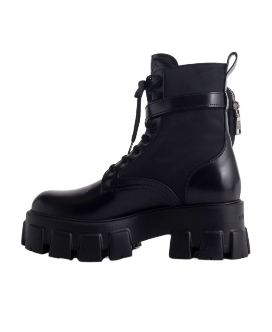 Shop Prada Thick Soled Martin Boots In Black